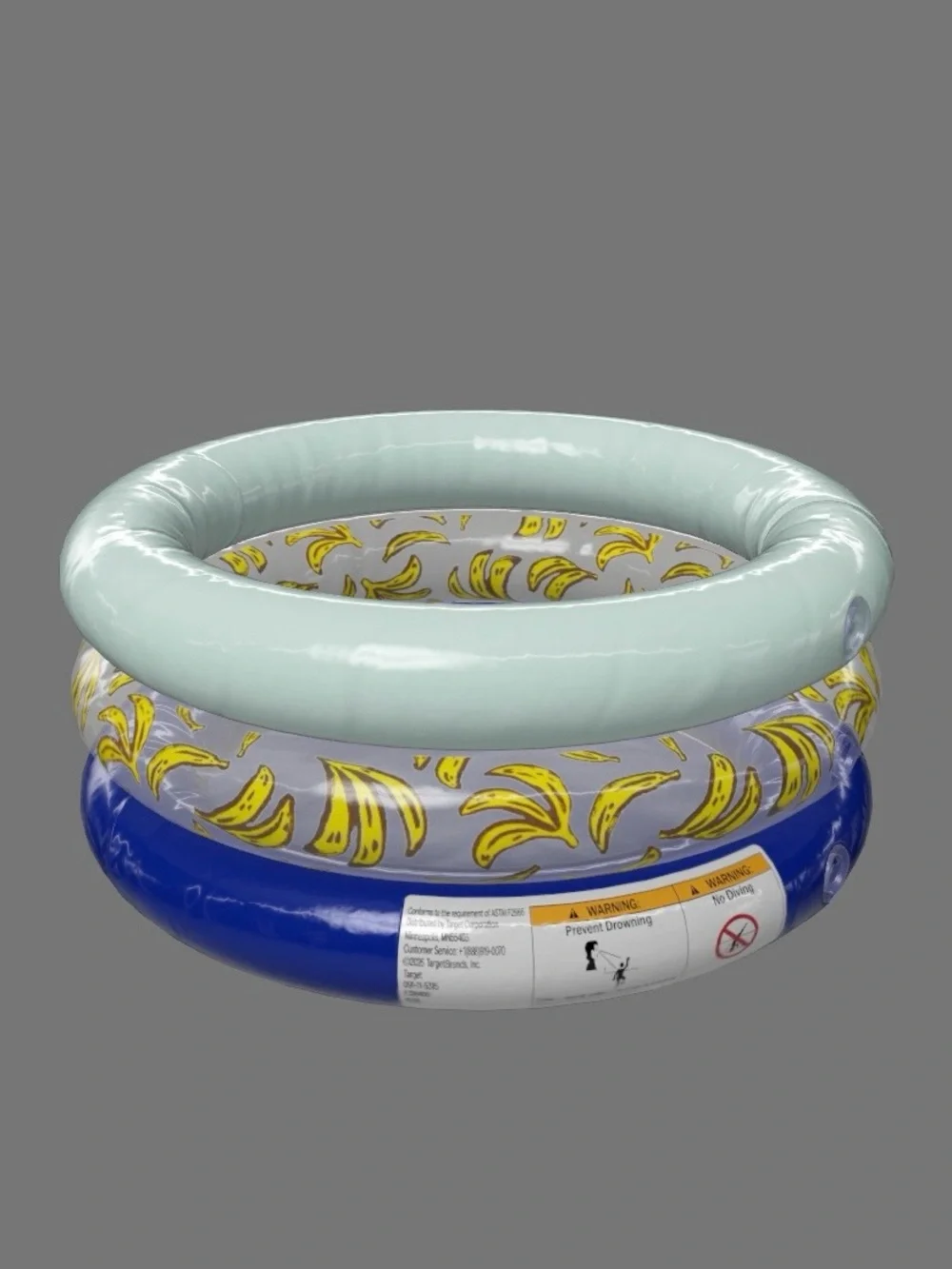 Sun Squad Banana Print Mini Kiddie Pool 11 Gallon Inflatable Splash Pool NEW